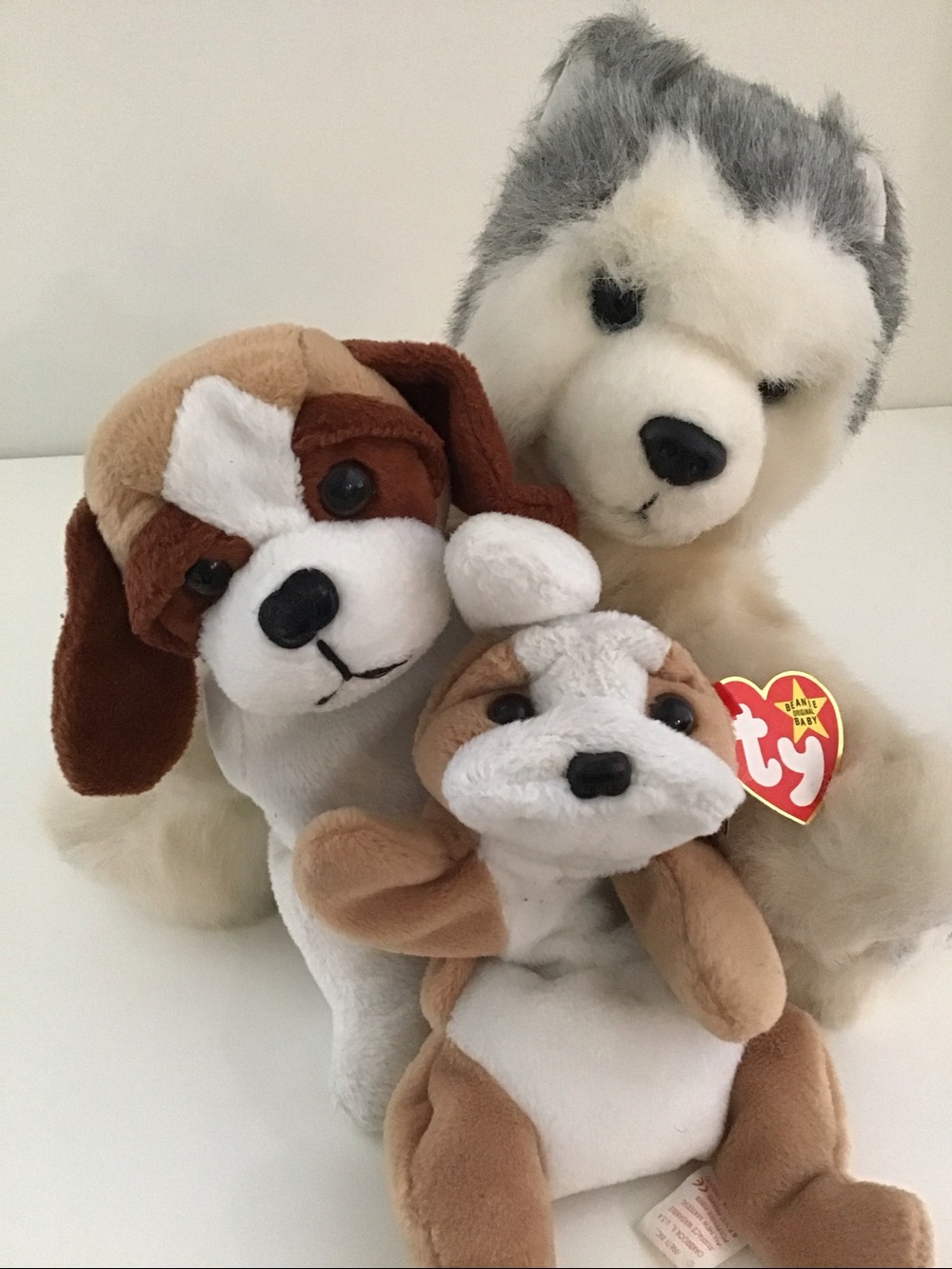 Vintage: Dan Dee Floppy puppy, TY Classic dog Husky, Beanie Babies Bulldog